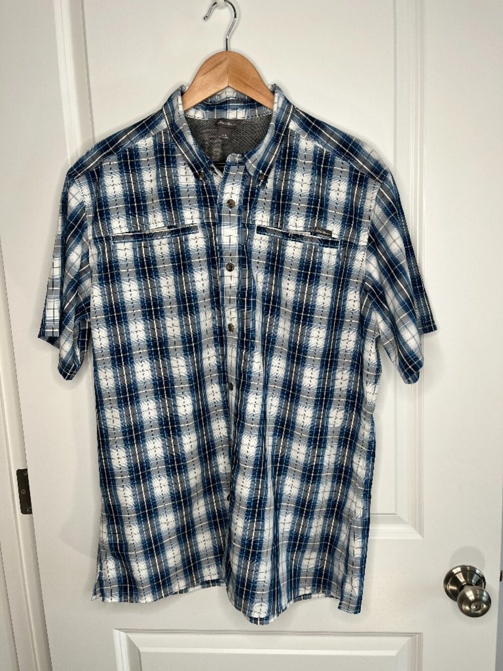 Share Eddie Bauer On The Go Shirt Large Short Sleeve Button Up Multicolor
